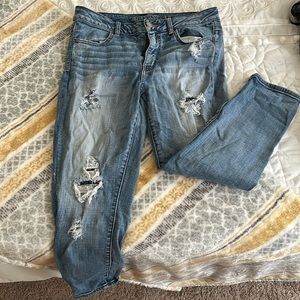 American Eagle High Rise Crop Jegging Distressed